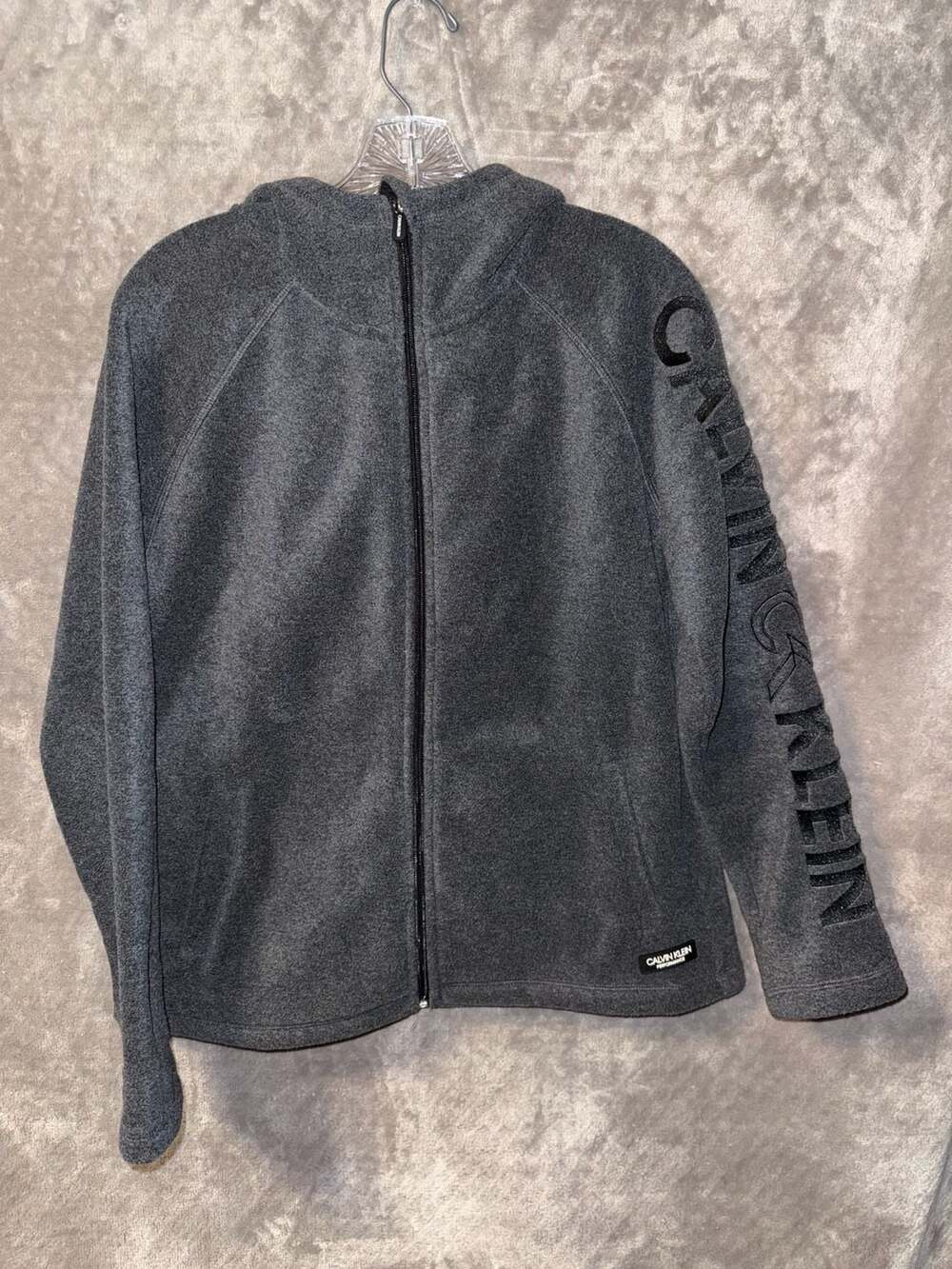 Calvin Klein Performance Women's Full-Zip Polar Fleece Jacket in Charcoal Grey